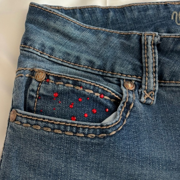 Wranglers Women W26 Bootcut Custom Rhinestone Pocket Stretch Western Jeans Y2K - Picture 8 of 16